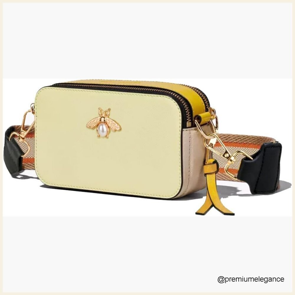 Small Camera Crossbody Bag with Adjustable Straps PU Leather